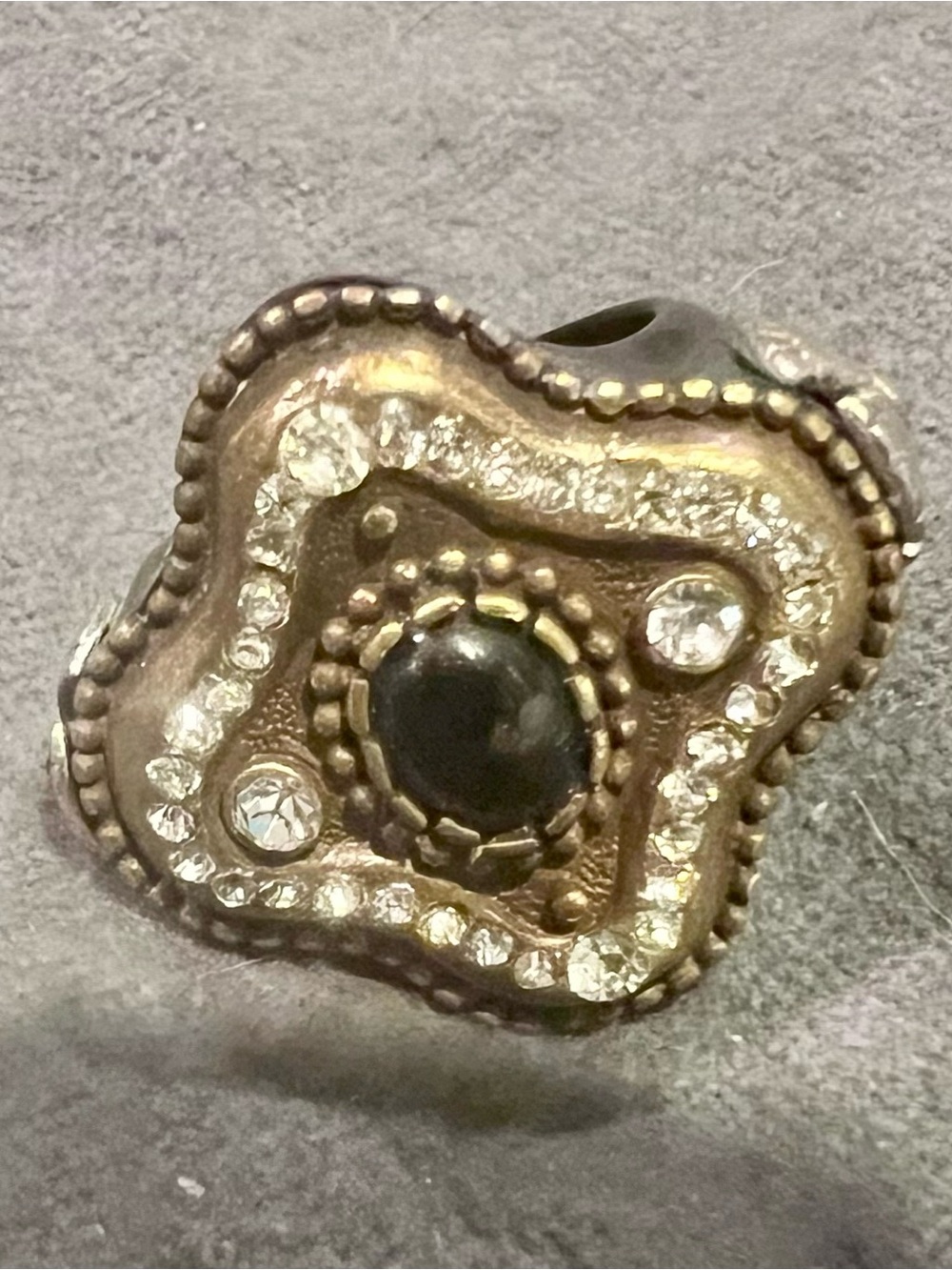 Statement Ring with Brass and Rhinestones